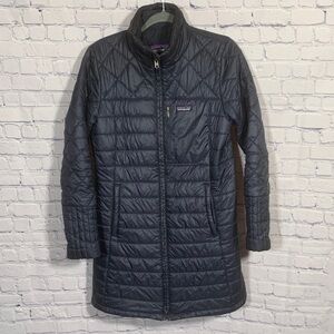 Patagonia Womens Radalie Parka Navy Size L Puffer Longer Length Quilted Warm